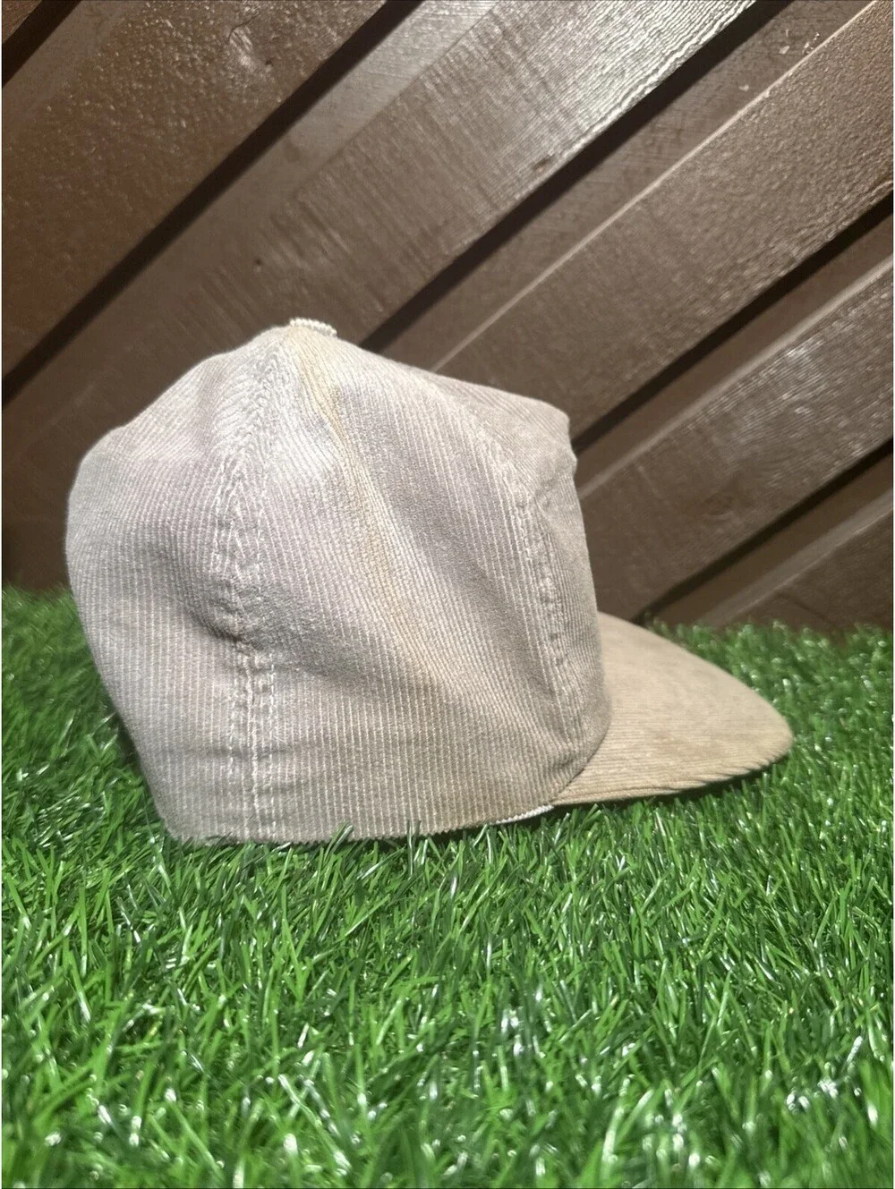 VTG Freightliner Truck Centers Hat Corduroy Snapback Cap Tan Orange 80s Vtg